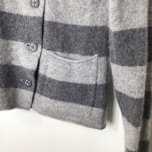 Horny Toad sweater women medium grey stripe button pockets soft wool angora - Picture 5 of 9